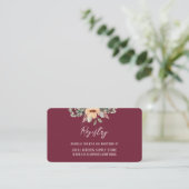 Elegante bloemenbordeaux, Gift Registry info card Informatiekaartje (Staand voorkant)