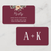 Elegante bloemenbordeaux, Gift Registry info card Informatiekaartje (Voorkant / Achterkant)