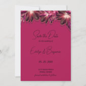 Elegante bloemenbordeaux save the date (Voorkant)