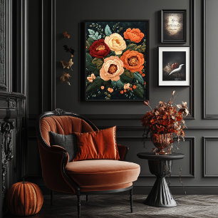 Elegante bloemenborduurstijl botanisch poster