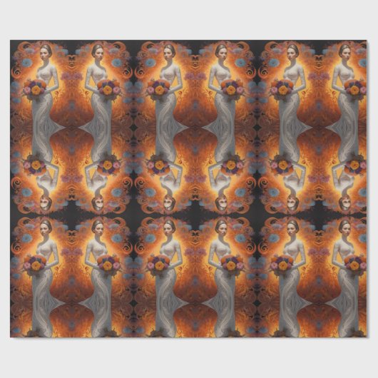 Elegante Bloemenbruid bruiloft Collectie Cadeaupapier (Vlak)