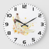 Elegante Bloemenbruid Romantisch Huwelijksontwerp Grote Klok (Voorkant)