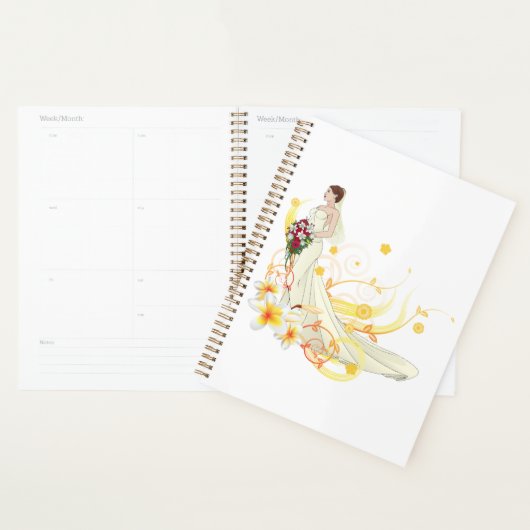 Elegante Bloemenbruid Romantisch Huwelijksontwerp Planner (Display)