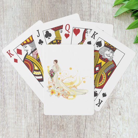 Elegante Bloemenbruid Romantisch Huwelijksontwerp Pokerkaarten
