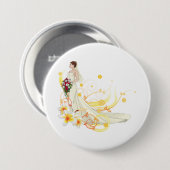 Elegante Bloemenbruid Romantisch Huwelijksontwerp Ronde Button 7,6 Cm (Voorkant /achterkant)
