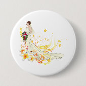 Elegante Bloemenbruid Romantisch Huwelijksontwerp Ronde Button 7,6 Cm (Voorkant)