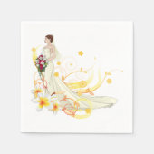 Elegante Bloemenbruid Romantisch Huwelijksontwerp Servet (Voorkant)