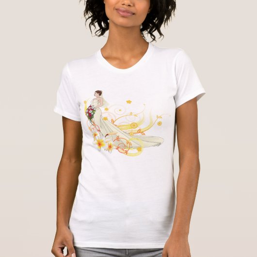 Elegante Bloemenbruid Romantisch Huwelijksontwerp T-shirt (Voorkant)