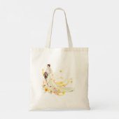 Elegante Bloemenbruid Romantisch Huwelijksontwerp Tote Bag (Achterkant)