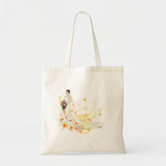 Elegante Bloemenbruid Romantisch Huwelijksontwerp Tote Bag (Voorkant)
