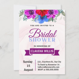 Elegante bloemenbruids douche uitnodiging