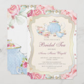 Elegante bloemenbruids thee kaart (Voorkant / Achterkant)