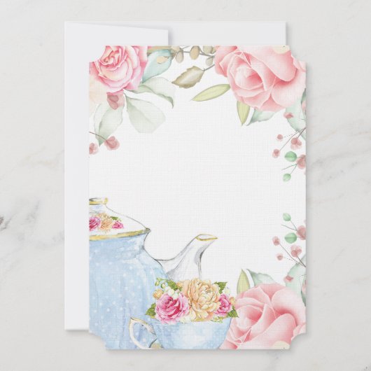 Elegante bloemenbruids thee kaart (Achterkant)