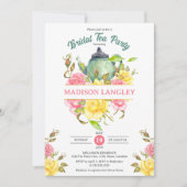 Elegante bloemenbruids thee kaart (Voorkant)