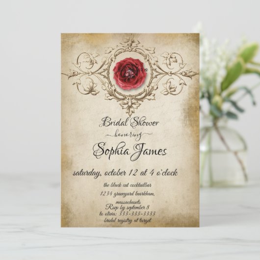 Elegante  bloemenbruidsdouche Uitnodiging (Staand voorkant)