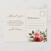 Elegante bloemenbruiloft Bedankt Briefkaart (Achterkant)