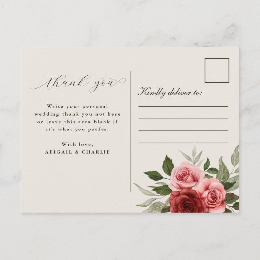 Elegante bloemenbruiloft Bedankt Briefkaart (Achterkant)