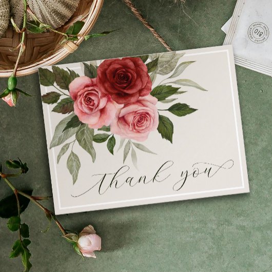 Elegante bloemenbruiloft Bedankt Briefkaart