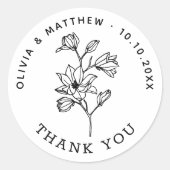 Elegante bloemenbruiloft bedankt. Minimalistische  Ronde Sticker (Voorkant)