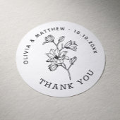 Elegante bloemenbruiloft bedankt. Minimalistische  Ronde Sticker