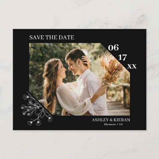 Elegante bloemenbruiloft Bewaar de datum Briefkaart (Voorkant)