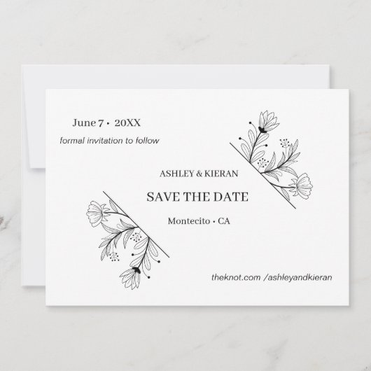 Elegante bloemenbruiloft Bewaar de datum Save The Date (Voorkant)