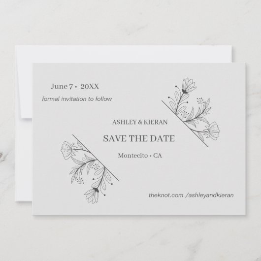 Elegante bloemenbruiloft Bewaar de datum Save The Date (Voorkant)