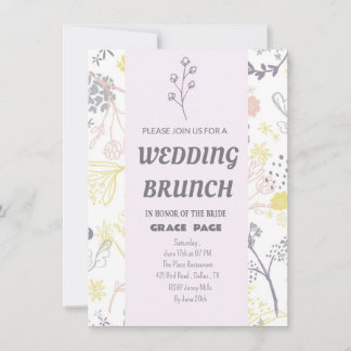 Elegante bloemenbruiloft Brunch Invitation Kaart