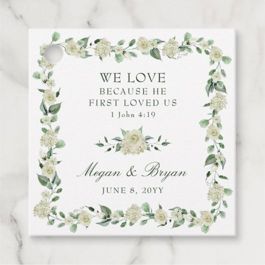 Elegante bloemenbruiloft Christelijk dank u Bedankjes Labels (Voorkant)