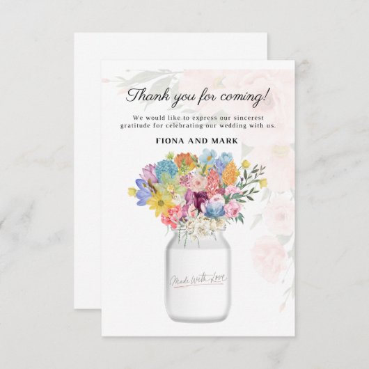 Elegante bloemenbruiloft dank u bericht (Voorkant / Achterkant)