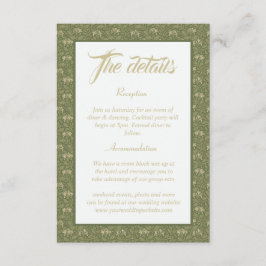 Elegante  bloemenbruiloft Details Informatiekaartje