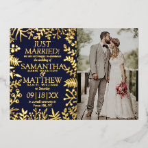 Elegante bloemenbruiloft foto aankondiging Kaart