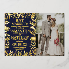 Elegante bloemenbruiloft foto aankondiging Kaart