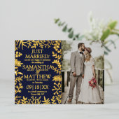 Elegante bloemenbruiloft foto aankondiging Kaart (Staand Voorkant)