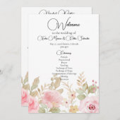 Elegante bloemenbruiloft gepersonaliseerde bruilof programmakaart (Voorkant / Achterkant)