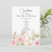 Elegante bloemenbruiloft gepersonaliseerde bruilof programmakaart (Staand voorkant)