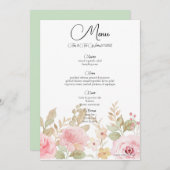 Elegante bloemenbruiloft gepersonaliseerde ontvang menu (Voorkant / Achterkant)