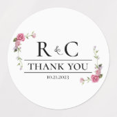 Elegante bloemenbruiloft gunst dank u Sticker (Design 1)