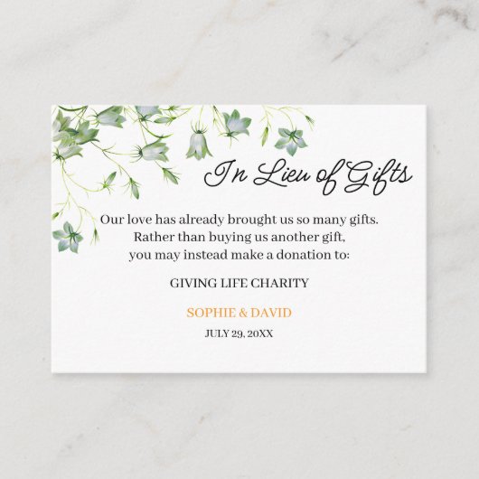 Elegante bloemenbruiloft in plaats van geschenken informatiekaartje (Voorkant)