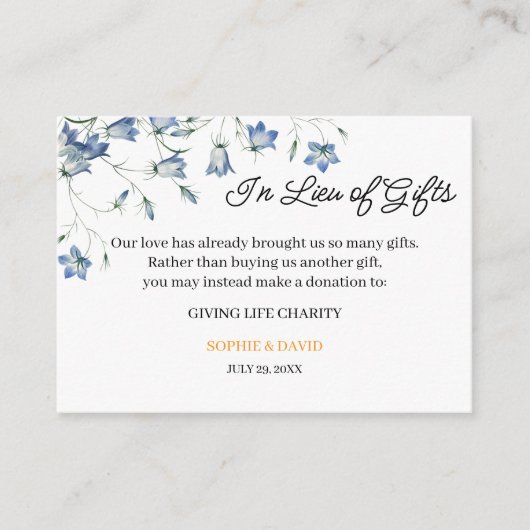 Elegante bloemenbruiloft in plaats van geschenken informatiekaartje (Voorkant)