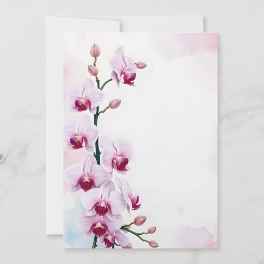 Elegante bloemenbruiloft met roze mottenorchideeën kaart (Achterkant)