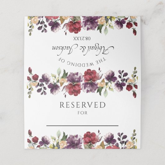 Elegante bloemenbruiloft receptie gereserveerde ta plaatskaartje (Buitenkant ongevouwen)