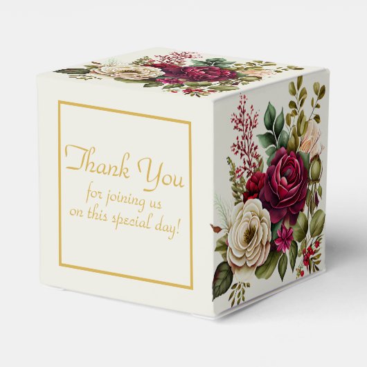 Elegante bloemenbruiloft Rozen Bedankdoosjes (Achterkant)