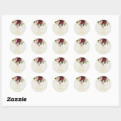 Elegante bloemenbruiloft Rozen Ronde Sticker (Vel)
