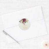 Elegante bloemenbruiloft Rozen Ronde Sticker (Envelop)