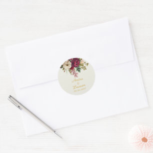 Elegante bloemenbruiloft Rozen Ronde Sticker