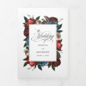 Elegante Bloemenbruiloft uitnodigen met foto en RS Drieluik Uitnodiging (Cover)