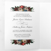 Elegante Bloemenbruiloft uitnodigen met foto en RS Drieluik Uitnodiging (Binnenzijde eerst)