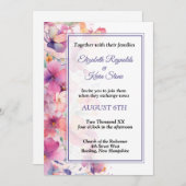 Elegante bloemenbruiloft uitnodiging (Voorkant / Achterkant)