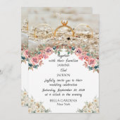 Elegante bloemenbruiloft uitnodiging (Voorkant / Achterkant)